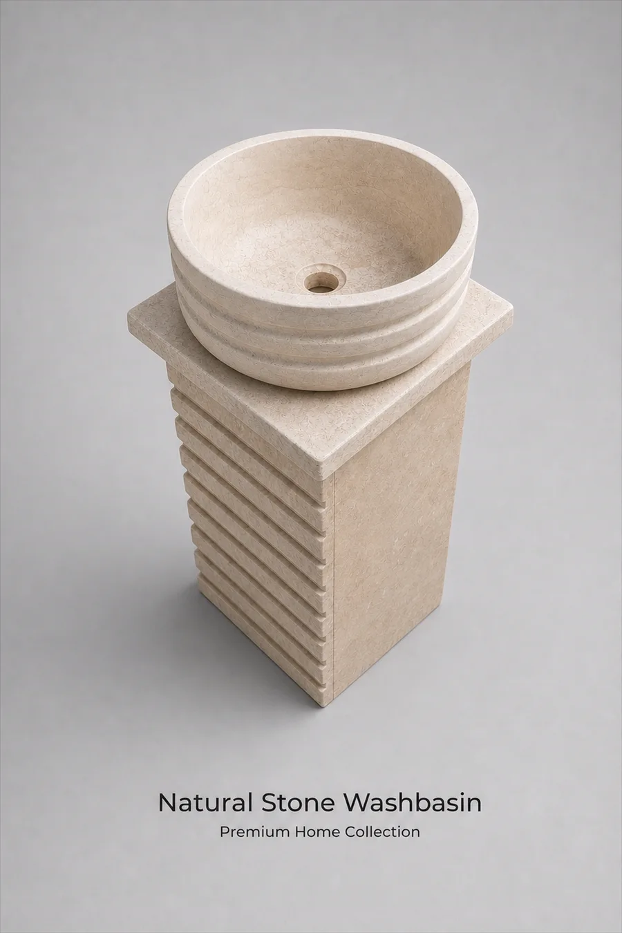 Stone Washbasin with Rippled Rim — product photo