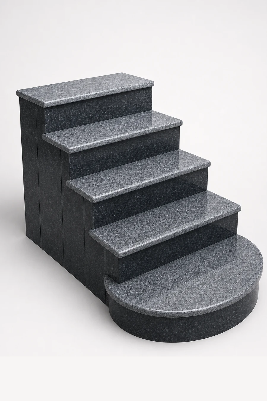 Polished blue-grey granite step system