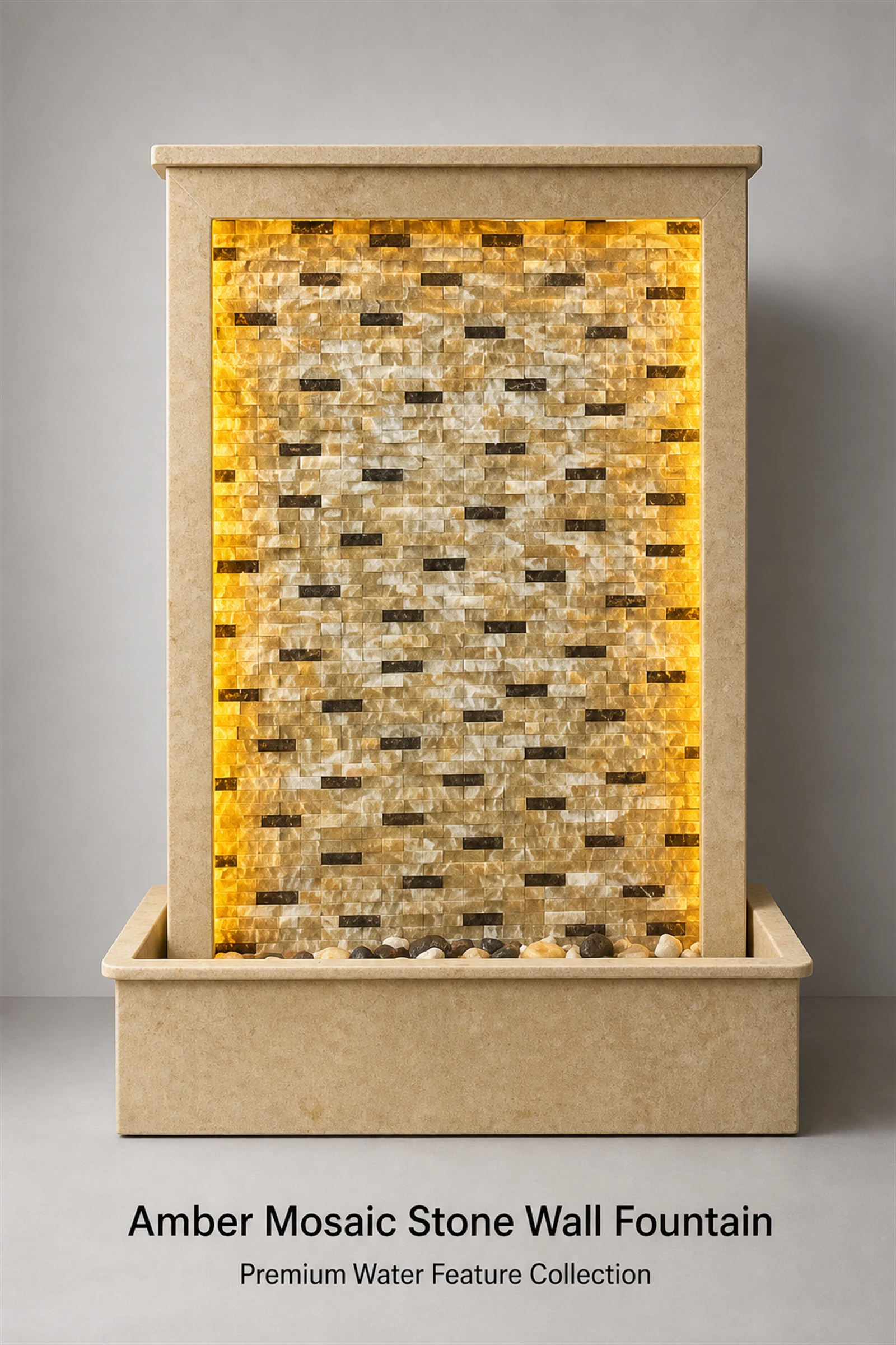 Amber Mosaic Stone Wall Fountain