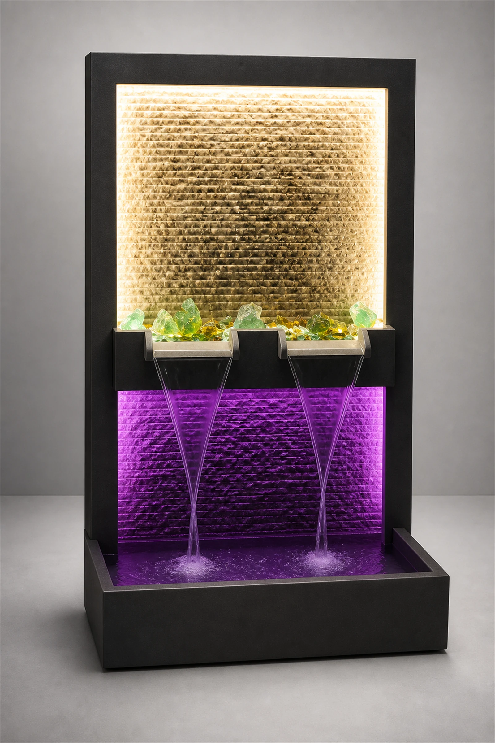 Illuminated Twin Panel Stone Fountain
