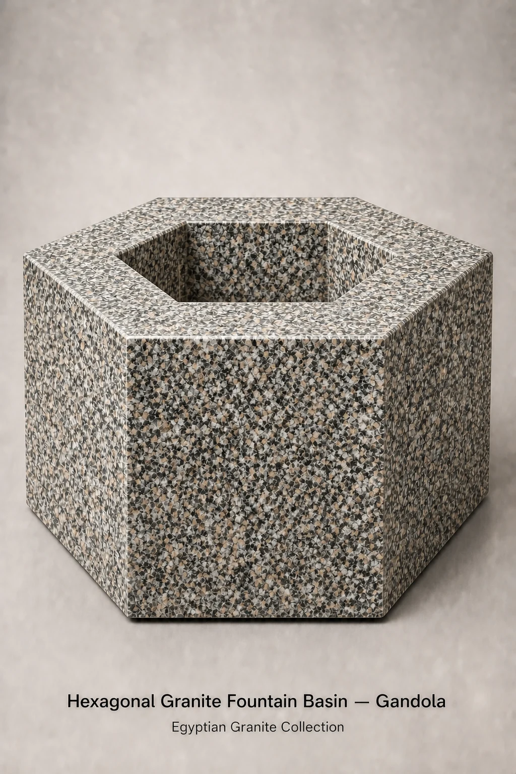 Hexagonal Granite Fountain Basin in Gandola granite