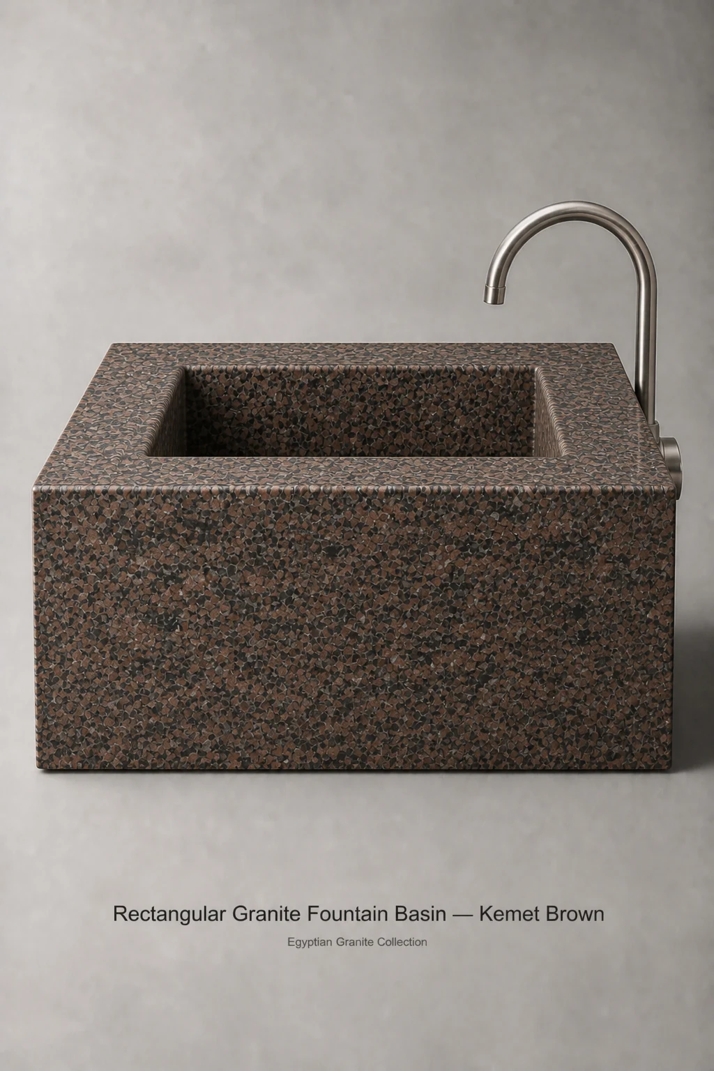Rectangular Granite Fountain Basin in Kemet Brown granite
