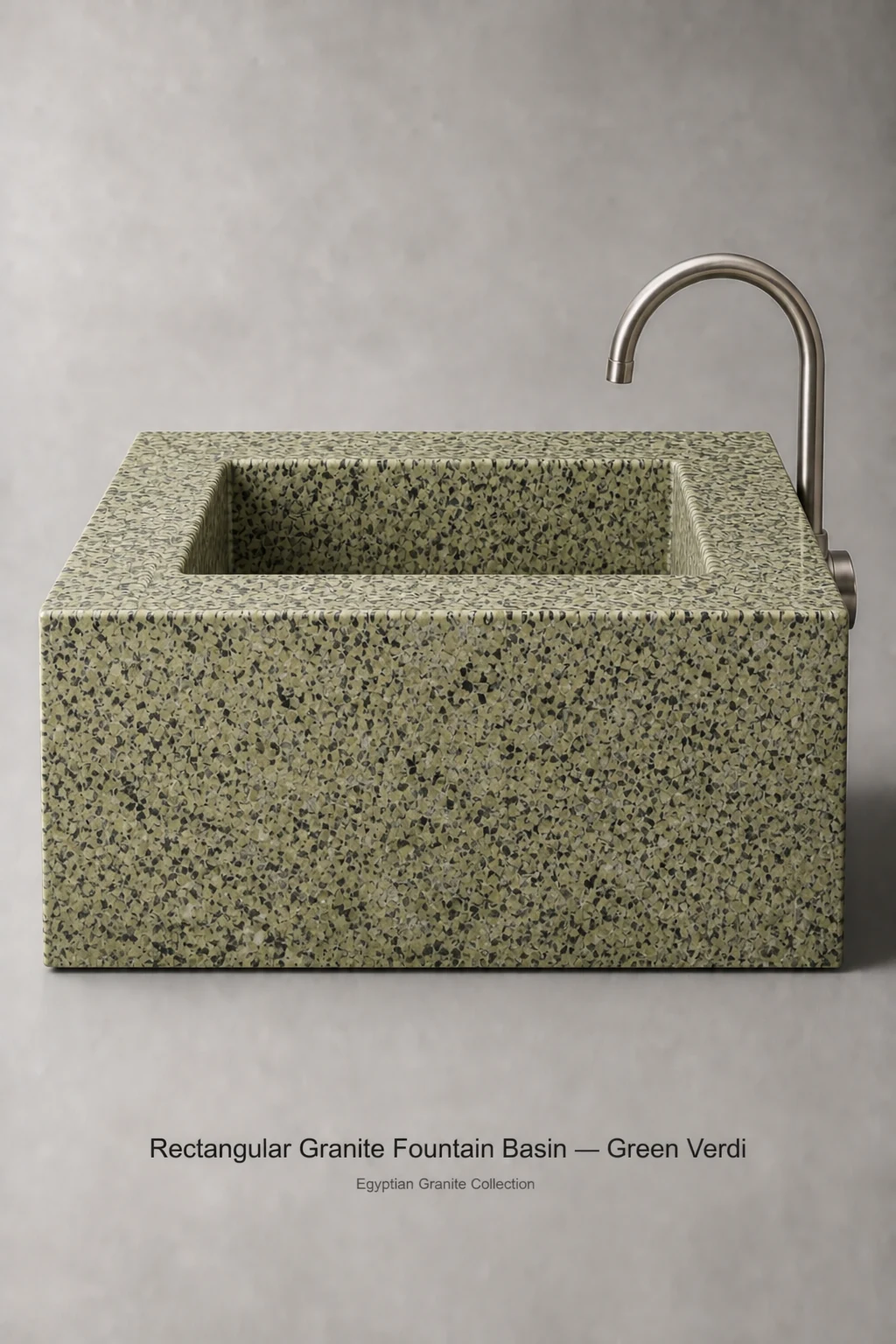 Rectangular Granite Fountain Basin in Green Verdi granite