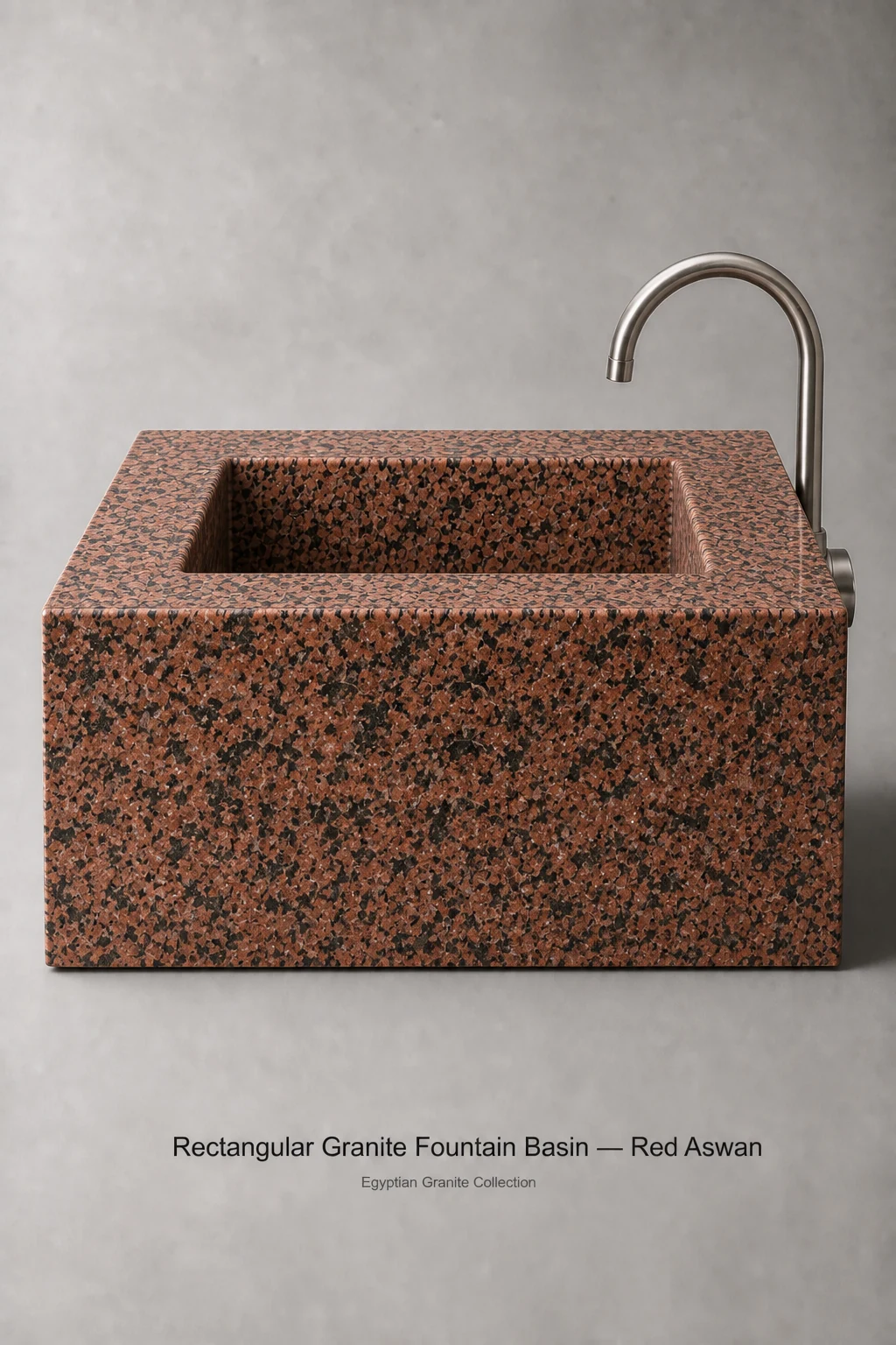 Rectangular Granite Fountain Basin in Red Aswan granite
