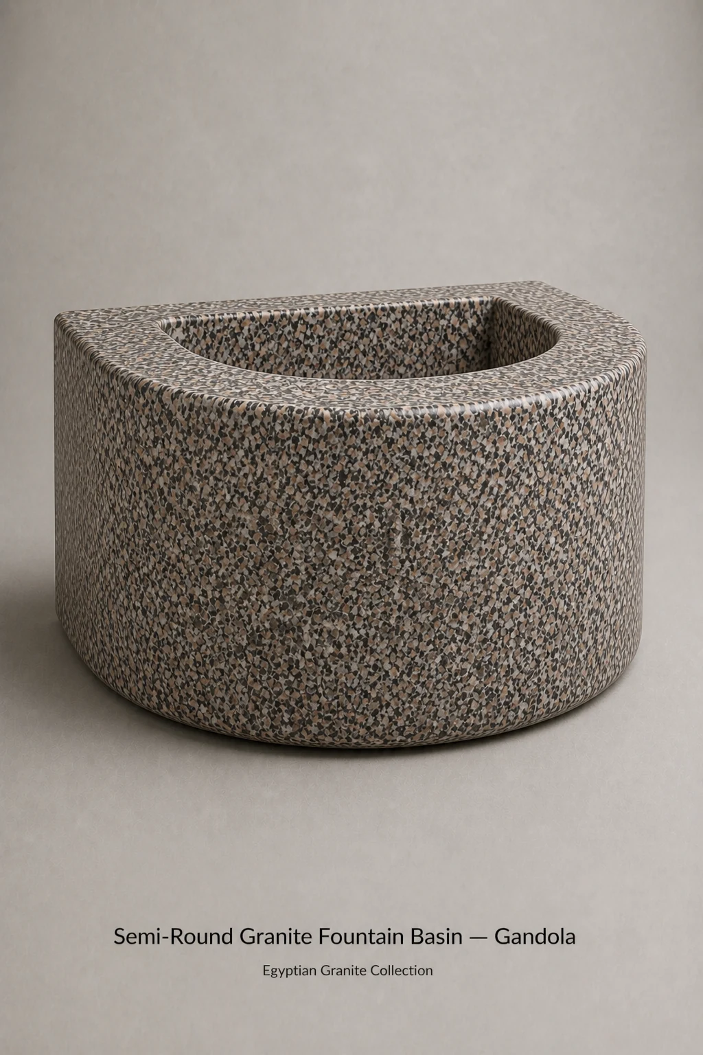 Semi-Round Granite Fountain Basin in Gandola granite