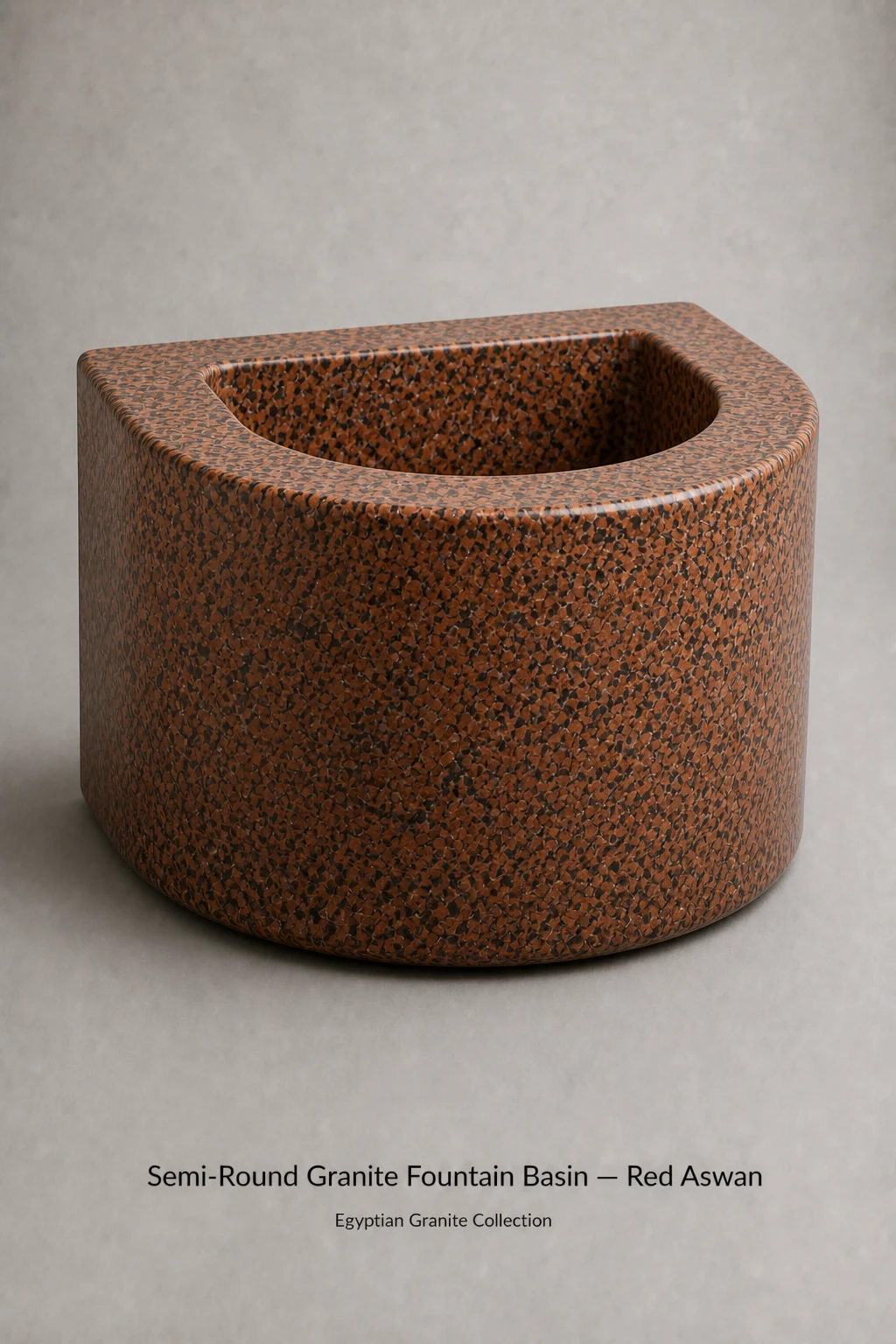 Semi-Round Granite Fountain Basin in Red Aswan granite