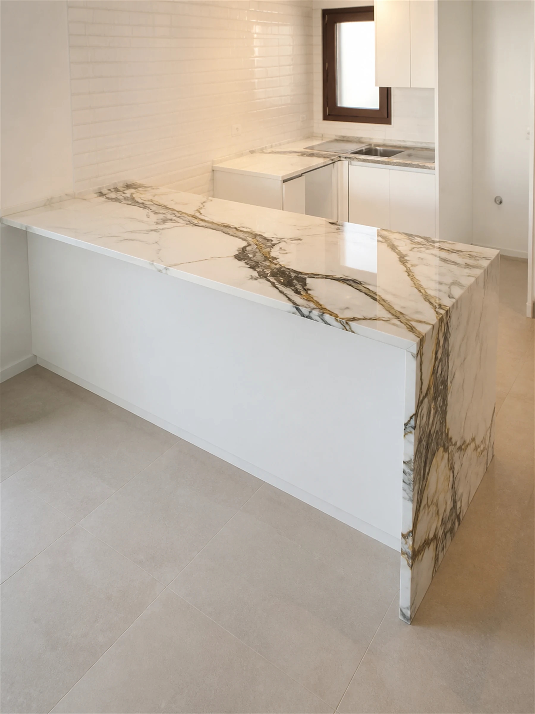 Siwa Amber Vein Porcelain Tile — installed interior surface