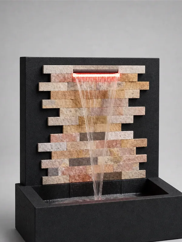 Mosaic Fountain with Warm Lighting