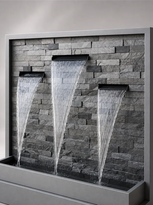 Grey Fountain with Three Waterfalls