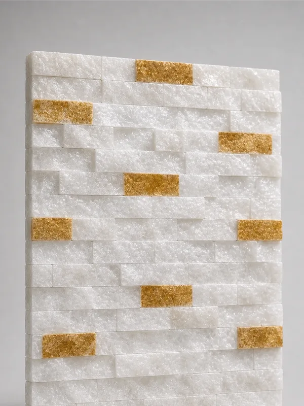 White and Gold Stone Mosaic