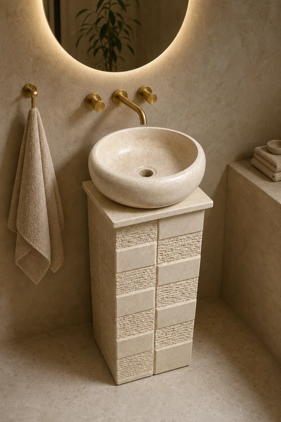 Round Stone Washbasin — in real life