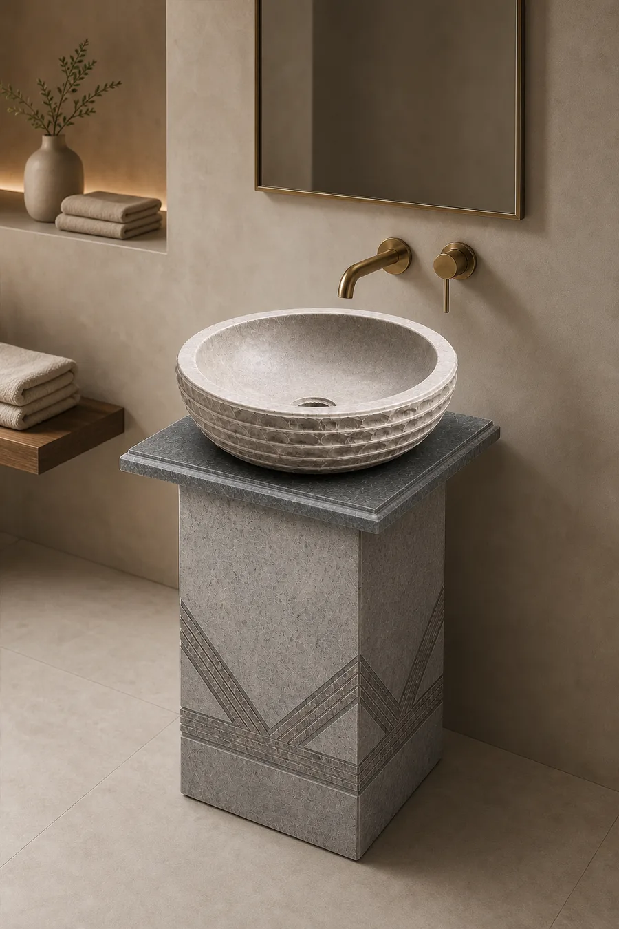 Textured Stone Washbasin — in real life