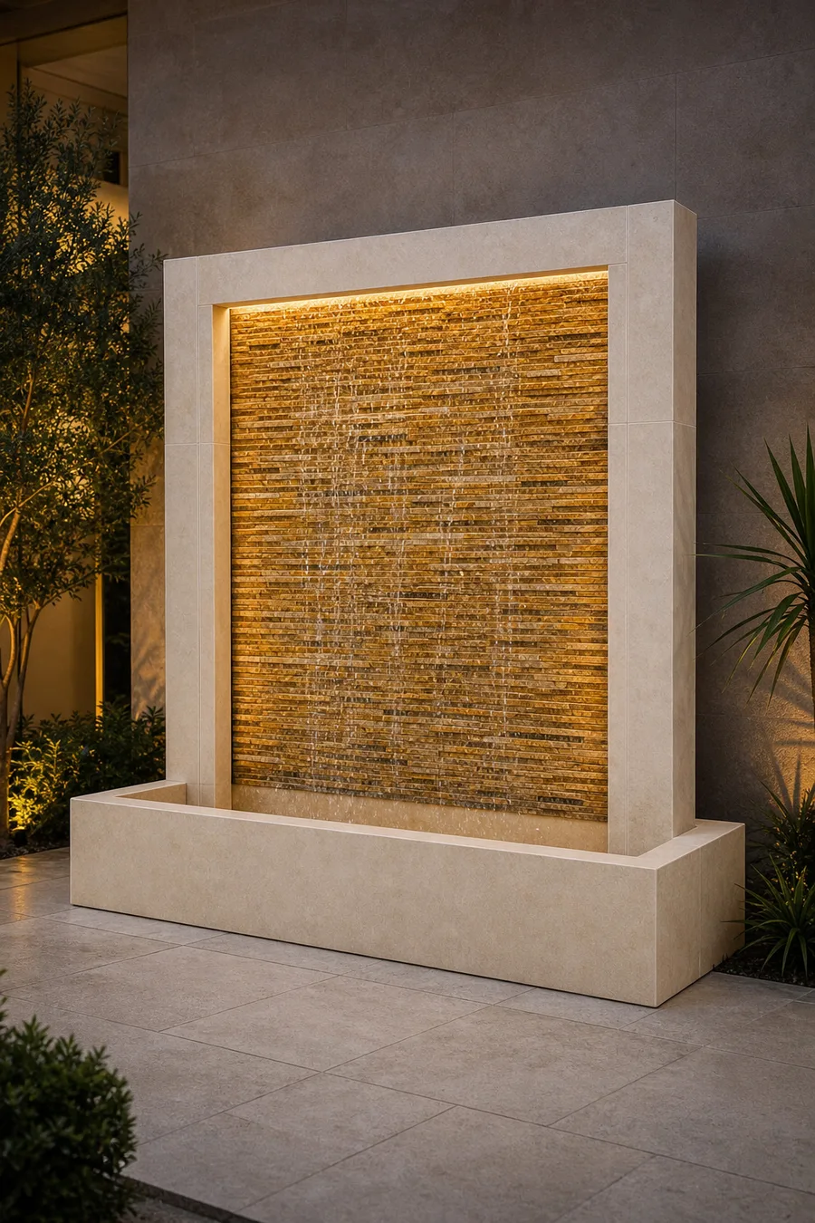 Golden Stone Water Wall — in real life