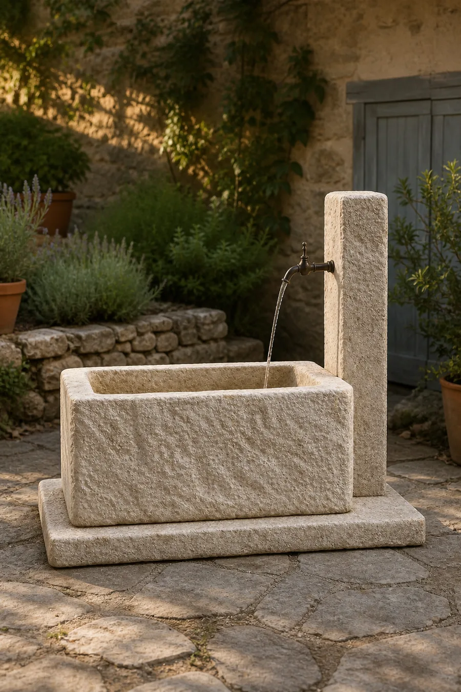 Stone Trough with Tap — in real life