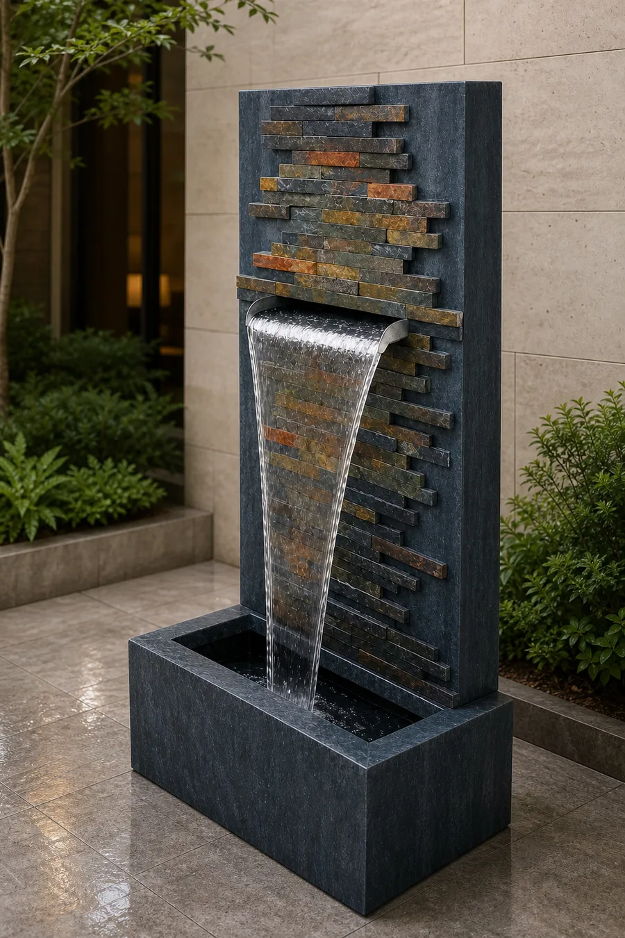 Slate Waterfall Fountain — in real life