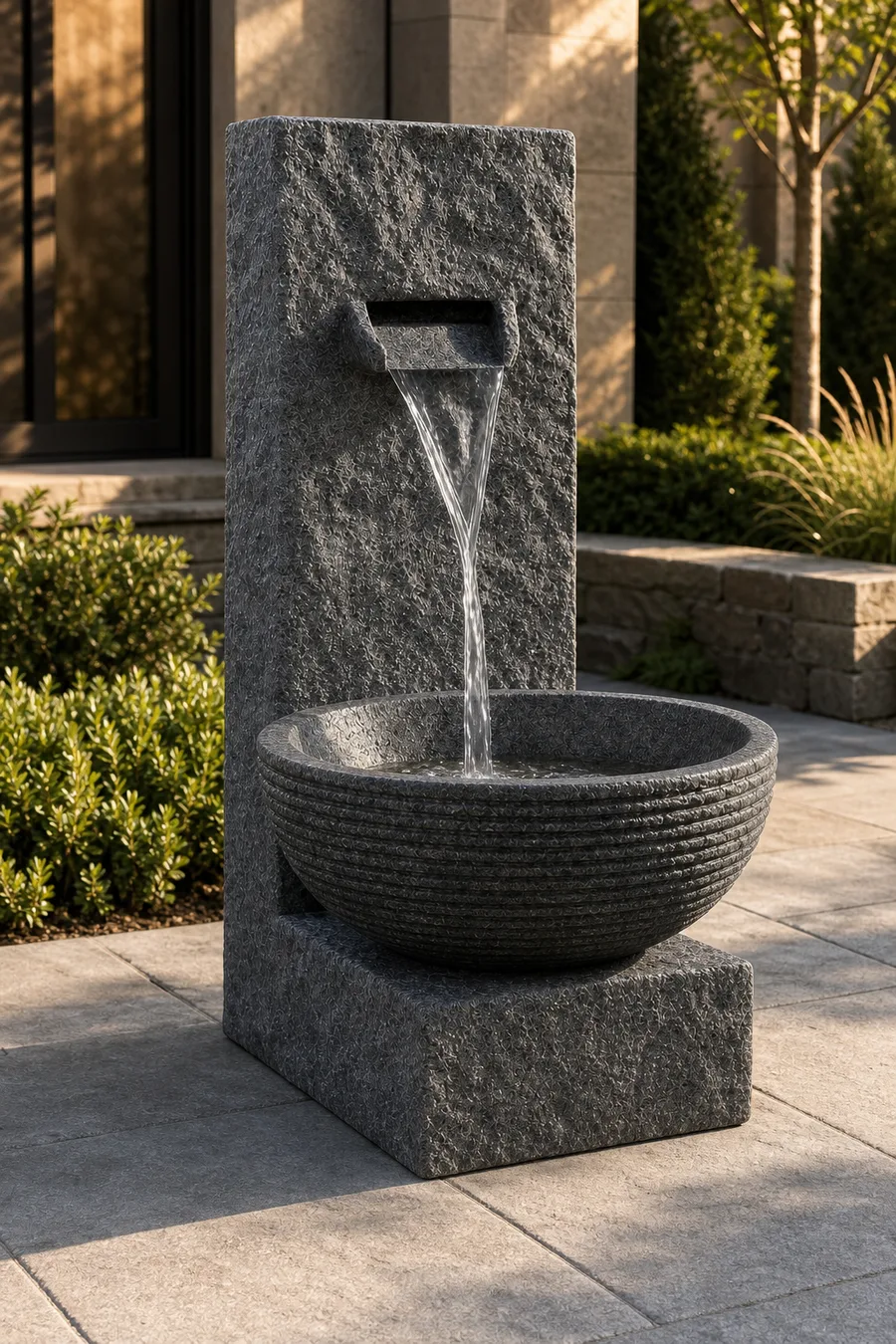Granite Fountain with Round Bowl — in real life