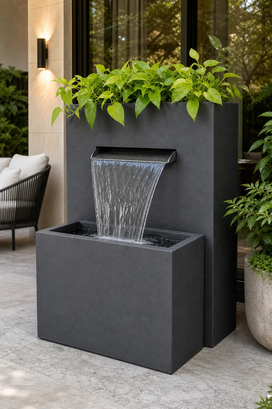 Fountain with Integrated Planter — in real life