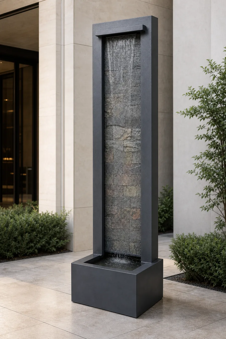 Tall Slate Wall Fountain — in real life