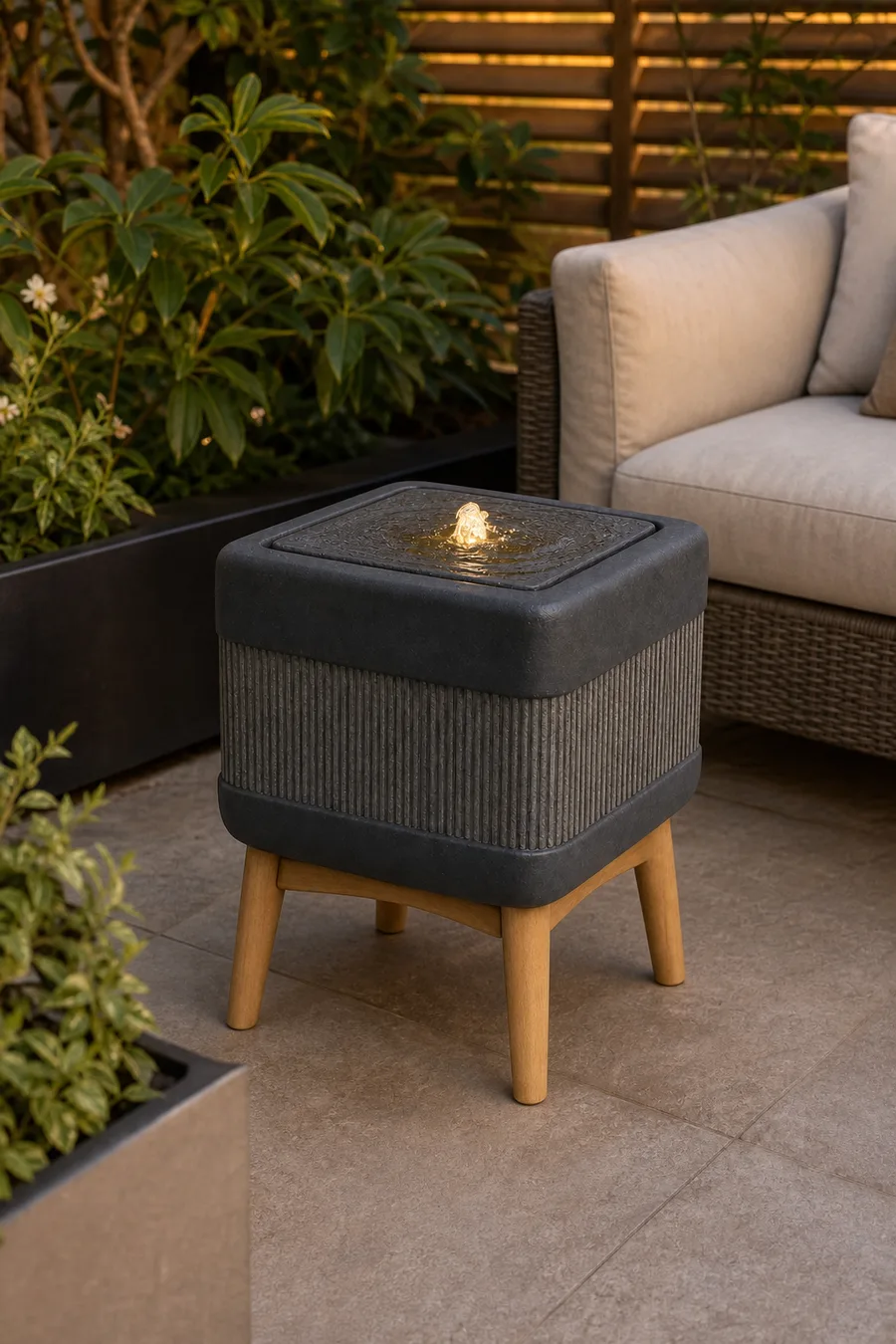 Compact Fountain on Legs — in real life