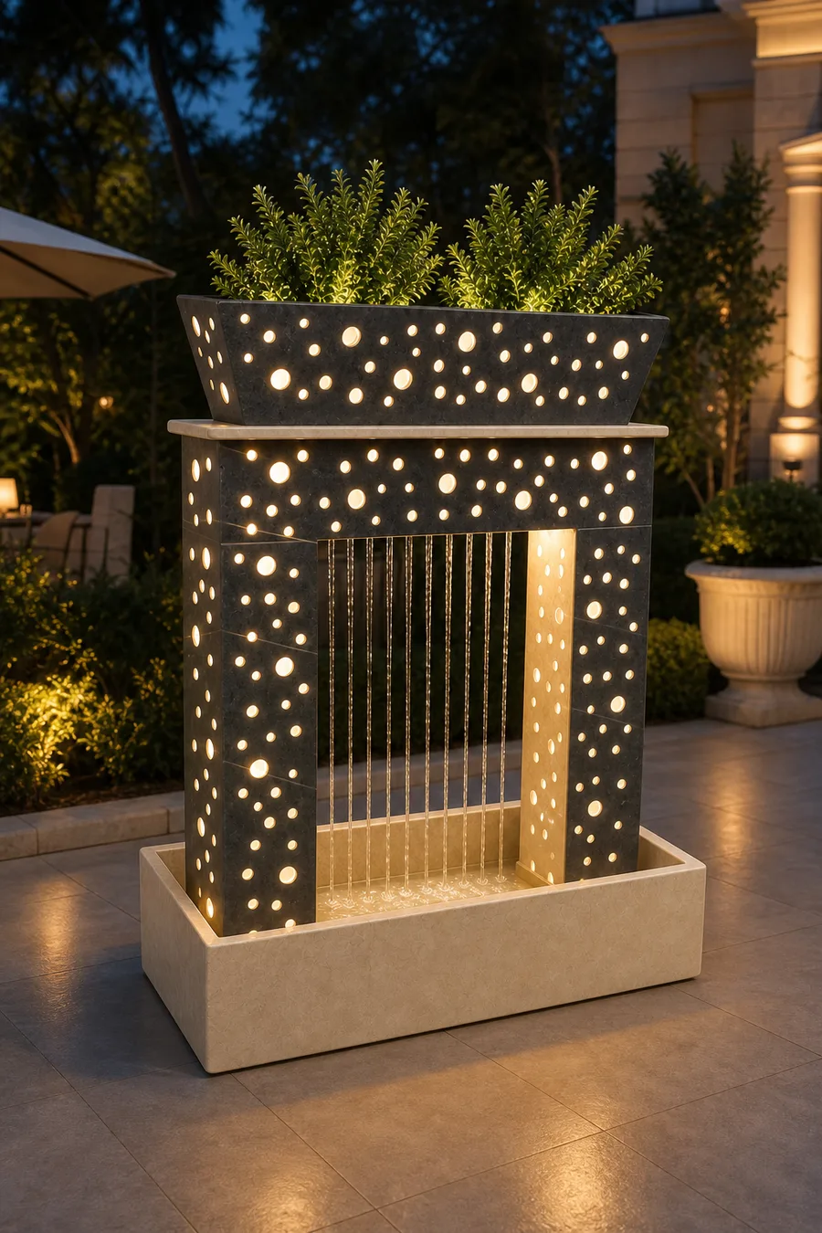 Illuminated Fountain Planter — in real life