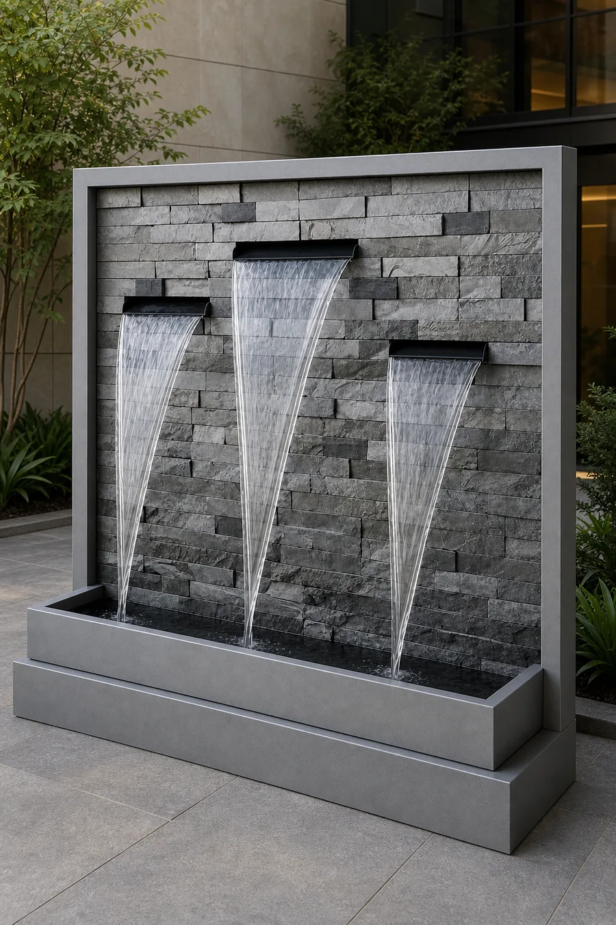 Grey Fountain with Three Waterfalls — in real life