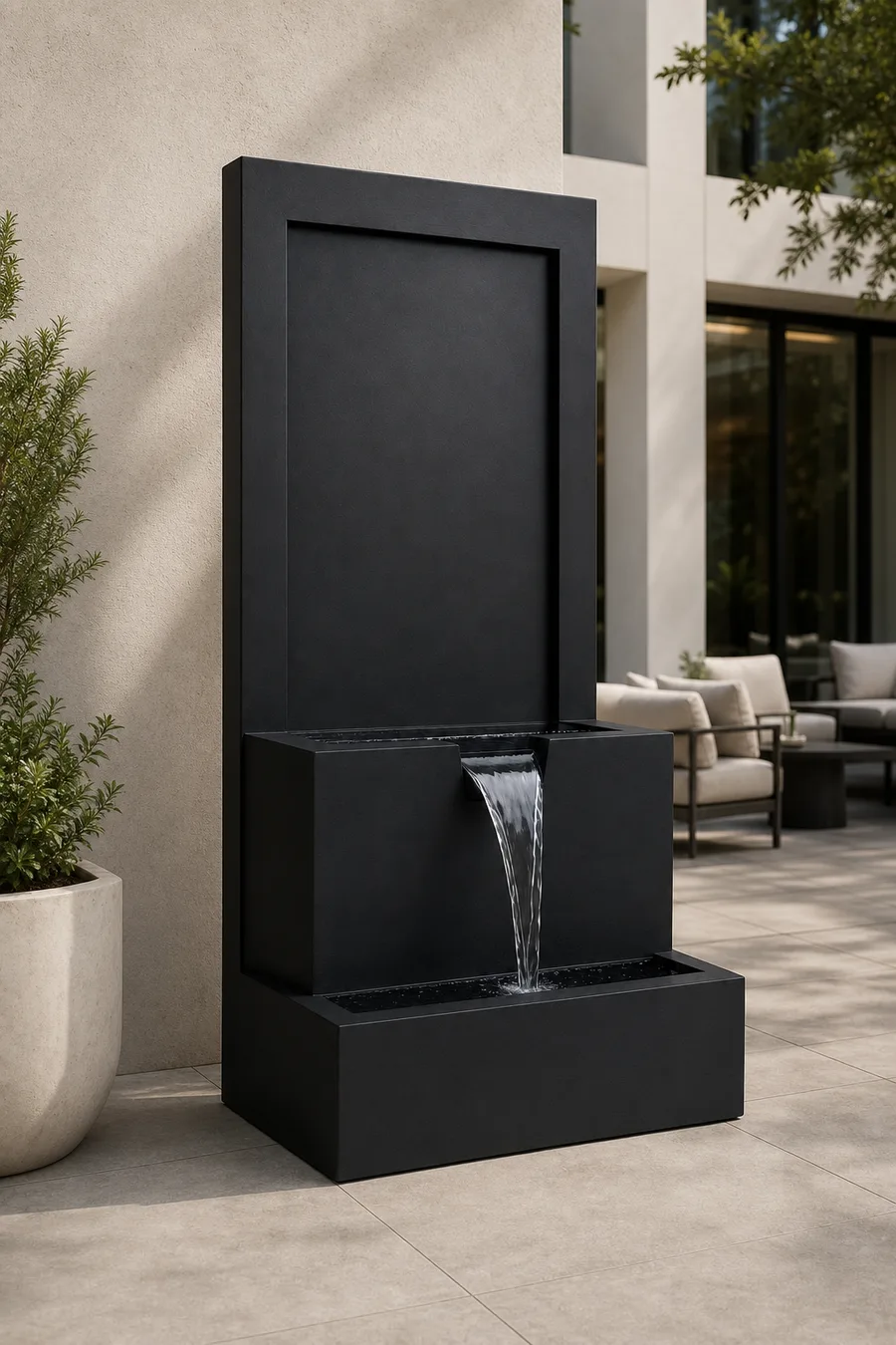 Black Two-Tier Wall Fountain — in real life