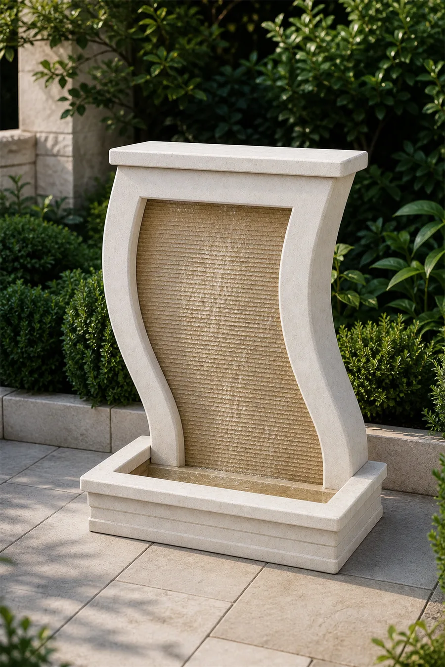 Curved Stone Fountain — in real life
