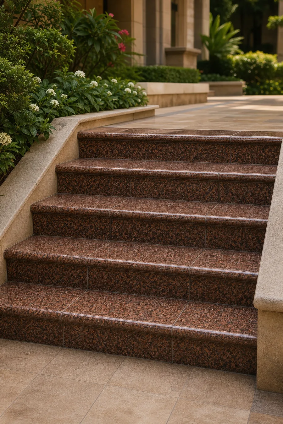 Red Granite Steps — in real life