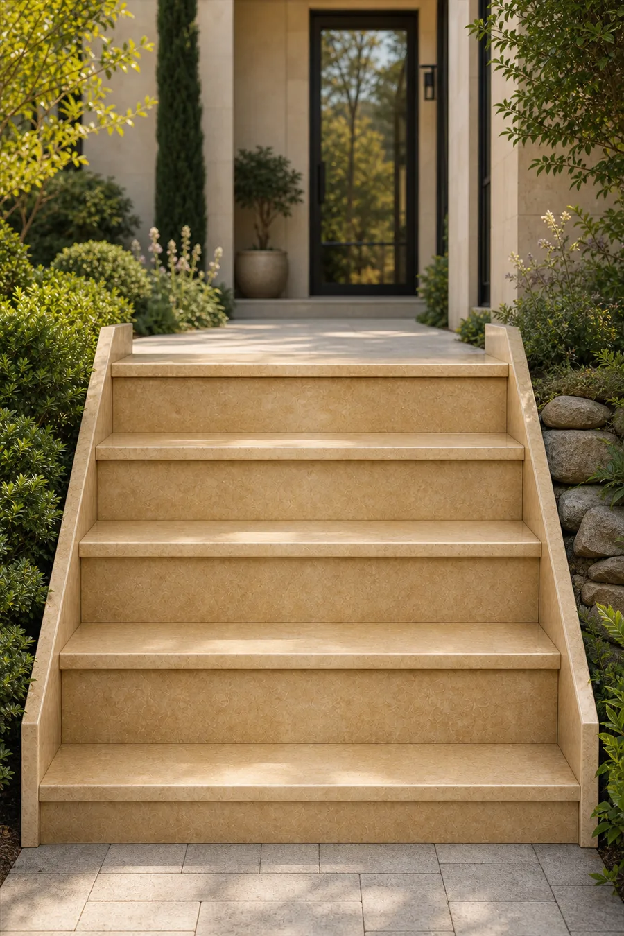 Light Stone Staircase — in real life